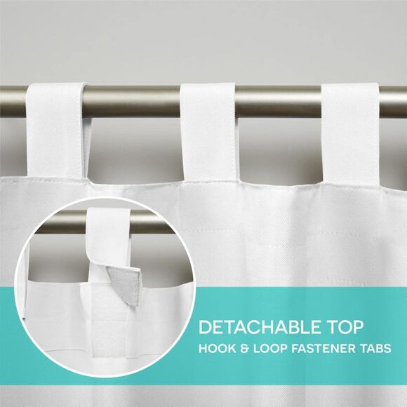 Indoor/Outdoor Light Filtering Curtain Panel Pair, 54"x63", White - Picture 8 of 12